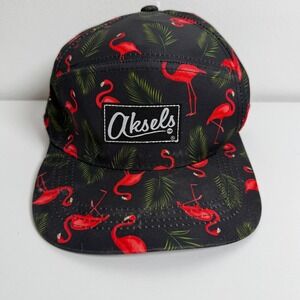 Aksels‎ Black Flamingo Tropical Print 5 Panel Baseball Cap Hat